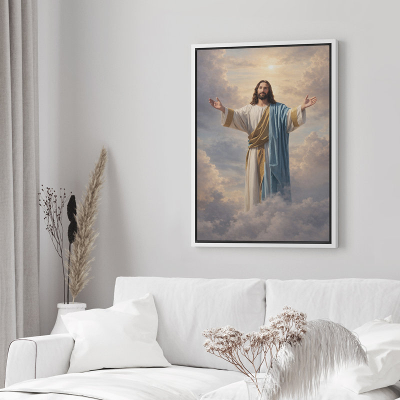 «Heavenly Jesus Christ Sacred Traditional Faith Decor», reproduction d'art sur toile encadrée, H 36 po x l 24 po x P 1,5 po