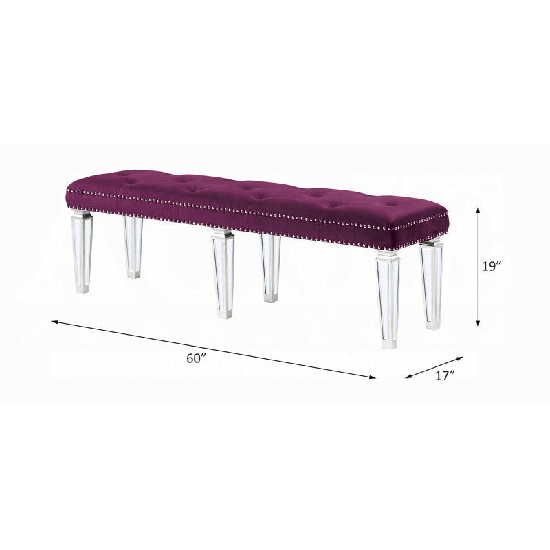 Banc en velours avec accents en miroir Varian Glam