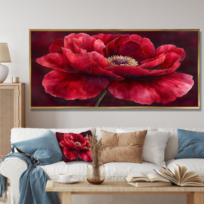Velours bourgogne pivoine douce symphonie II - pivoines, art mural