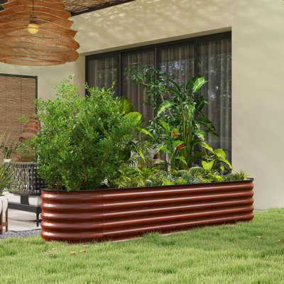 Ensemble de jardin surélevé galvanisé Outsunny, boîte à fleurs surélevée en métal avec bordure de sécurité, réservoir de bricolage facile pour faire pousser des fleurs, des herbes et des légumes