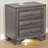 Gray Solid Wood Transitional 3-Drawer Nightstand with Nightlight & USB