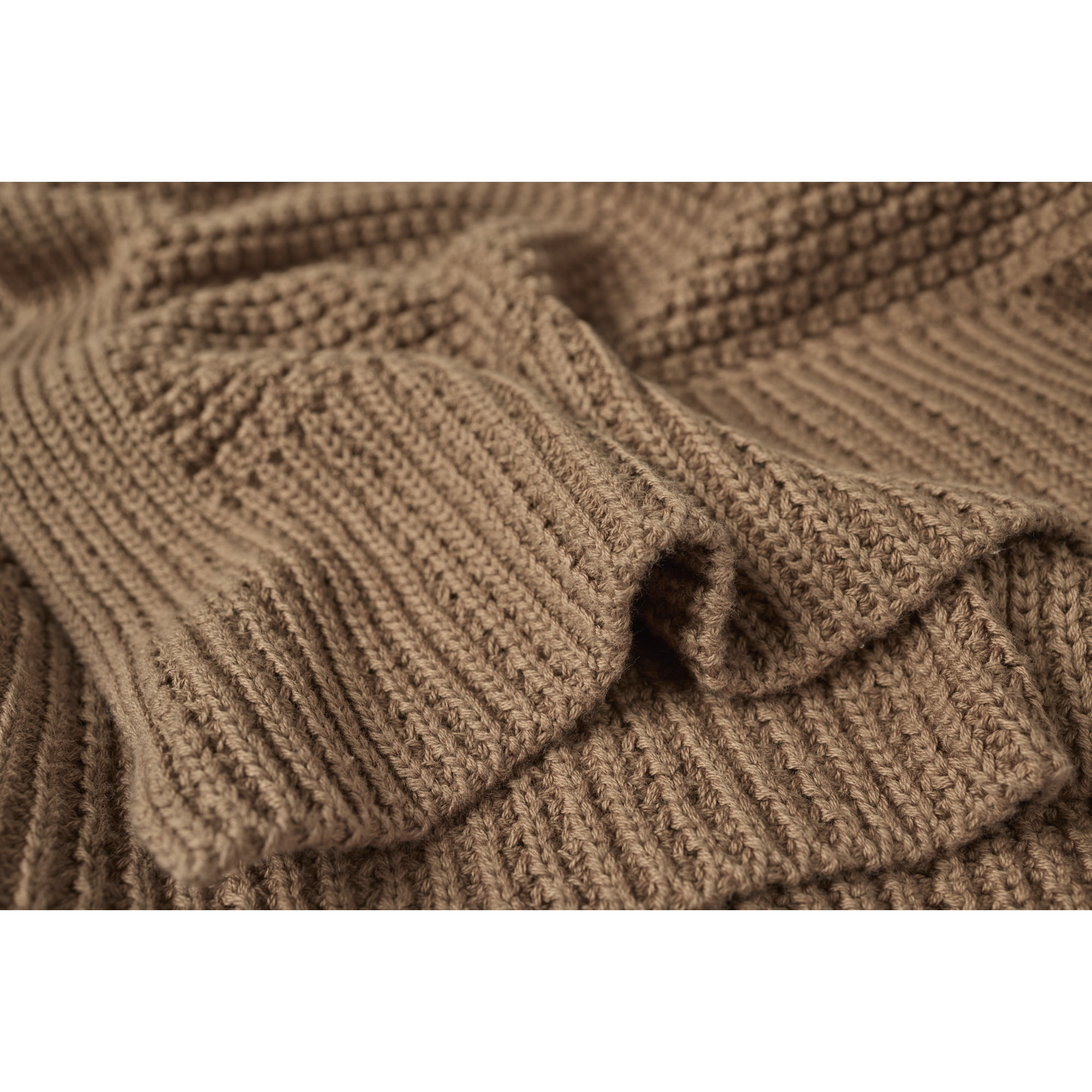 Avalon Cotton Knitted Throw Blanket, Almond
