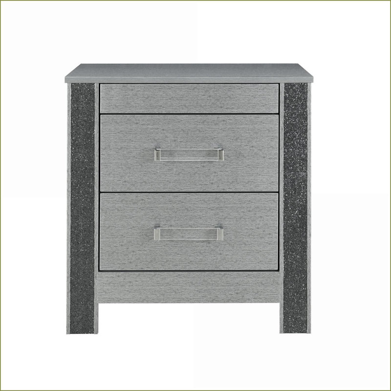 Table de chevet argentée avec compartiment à bijoux caché Lorenzo