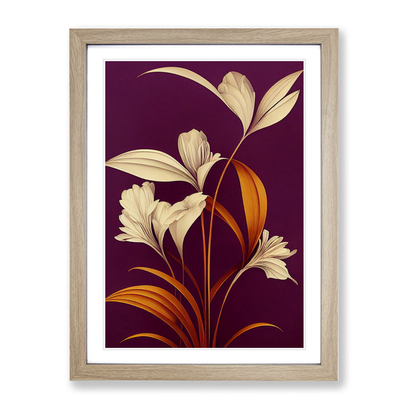 Classic Flowers No.1 1 Piece Single Picture Frame Painting, 46cm H x 34cm W x 2cm D, Oak