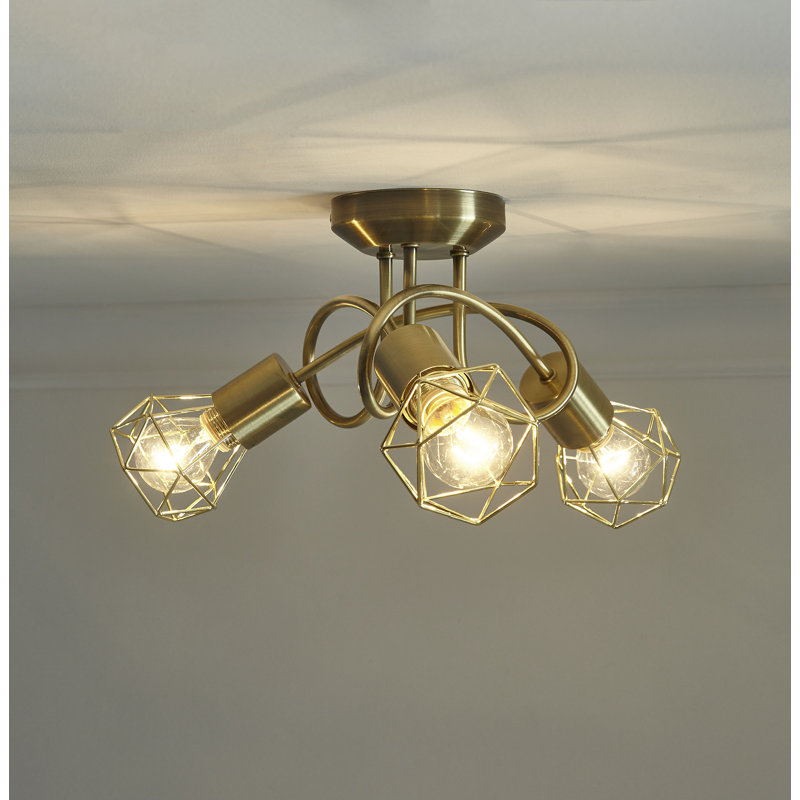 Juno Semi Flush Mount, Antique Brass
