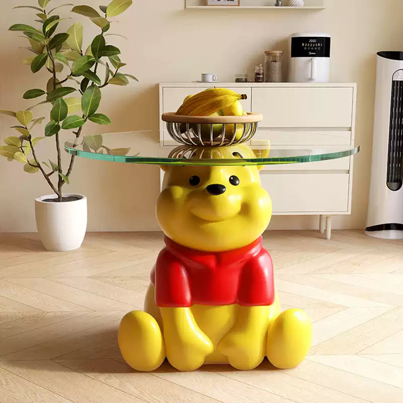Ornement de table basse en verre inspiré du dessin animé Winnie l'Ourson