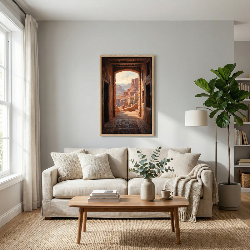 Ensemble de 1 tableau sur toile représentant une arche du désert, 48"H x 36"W, Natural