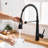 Matte Black Kitchen Sink Faucet With Pull-Down Nozzle, Single Lever Handle, Brass Material, Spot Coating, Convenient Flow Control, Fast Installation Manual