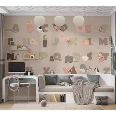 Papier peint pour enfants - Alphabet beige
