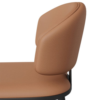 Ensemble de 2 chaises de salle à manger en similicuir sans accoudoirs avec dossiers incurvés. Facile à assembler et à nettoyer. Brun moderne