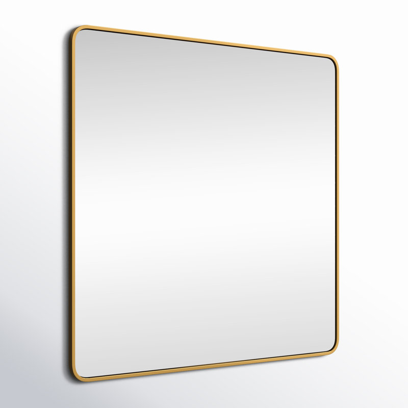 Metal Square Wall Mirror, 48"  x 48" , Brass