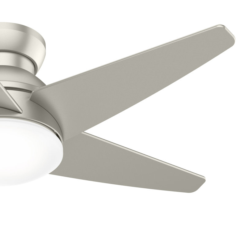 44" Isotope 5 - Blade LED Flush Mount Ceiling Fan with Wall Control and Light Kit Included, Matte Nickel