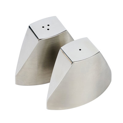  Stainless Steel Salt And Pepper Set 3 Pack 6.8 Ounce Durable Spice Storage Shakers Wedge Style Brushed Finish Gold