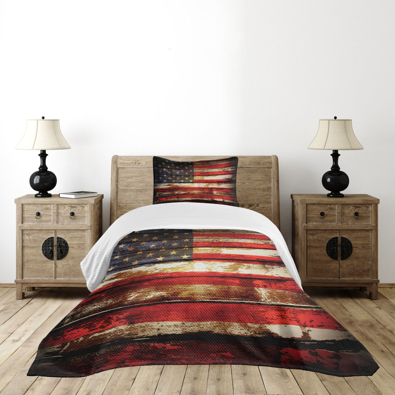 White Quilted Twin Bedspread Set with Pillow Sham