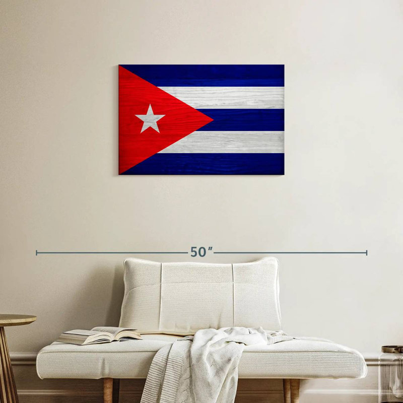 Bois de Borges, drapeau de Cuba, H 20 po x l 30 po