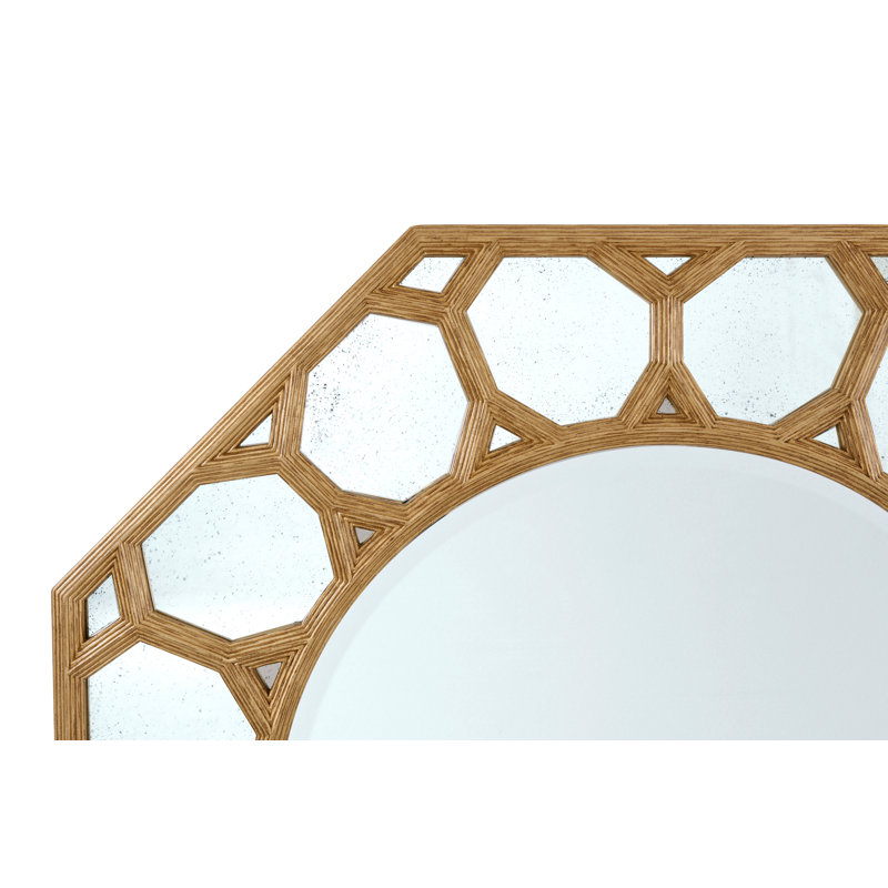 Esme Octagonal Bronze and Wood Wall Mirror