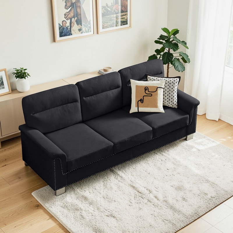 Canapé rembourré en mousse Snowfleece de 82 po Brooklington, Noir