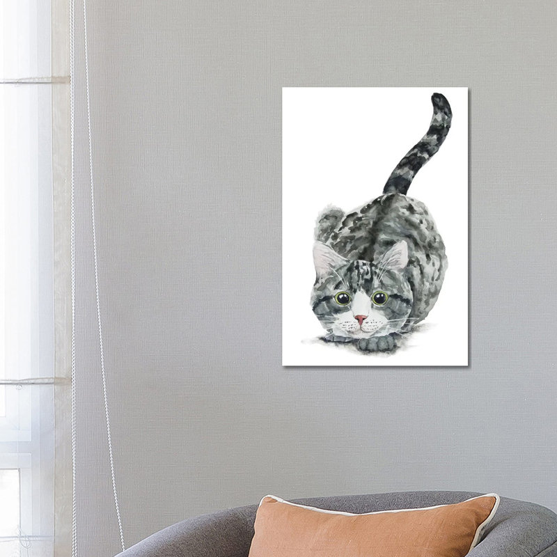 Hunting Tabby Cat 1 Piece Wrapped Canvas Wall Art, 66.04 cm H x 45.72 cm W x 3.175 cm D