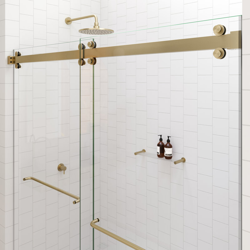 Polaris 60 in. x 78 in. Fully Frameless Sliding Bypass Shower Door, Brushed Bronze