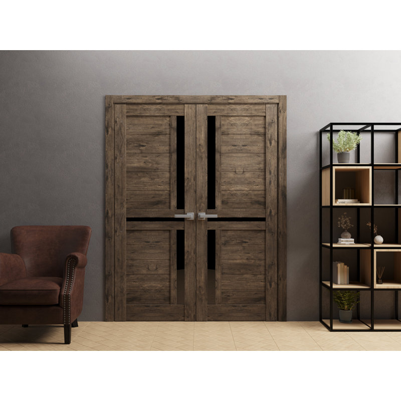 Portes doubles en chêne massif cognac Veregio, 72 po x 84 po
