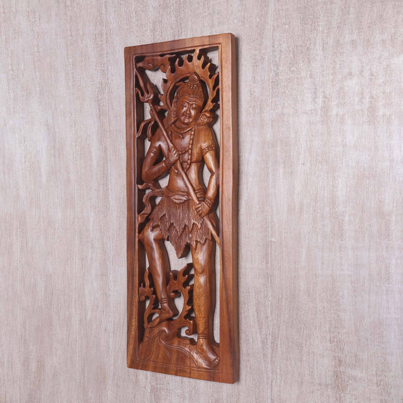 Panneau de suspension murale en bois lord shiva