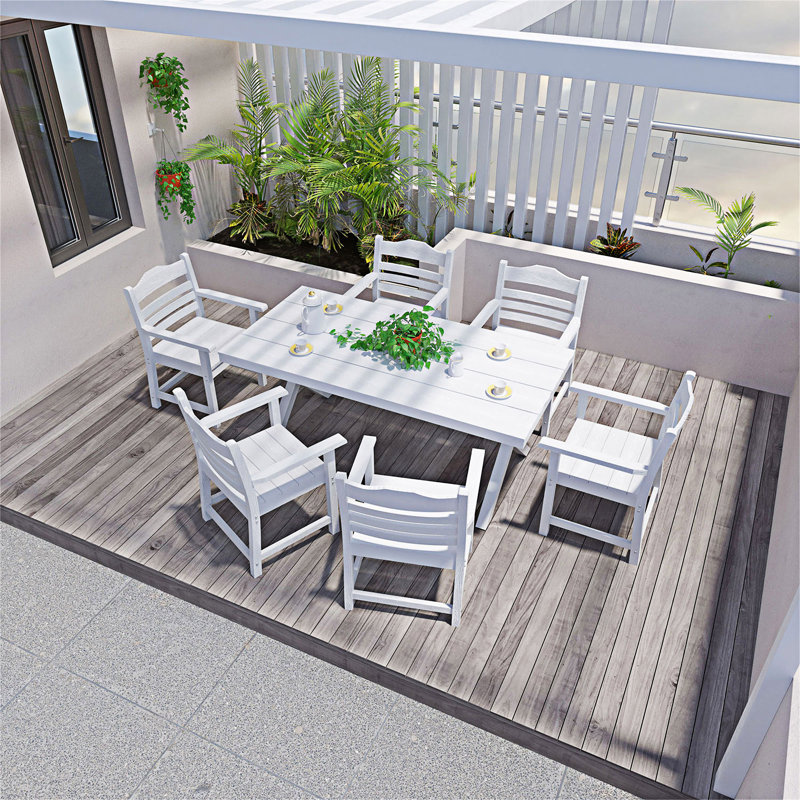 Ensemble de 2 chaises de patio en bois, Blanc