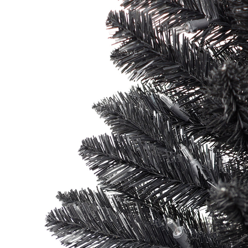 7' Pre-Lit Black Artificial Carson Pine Tree