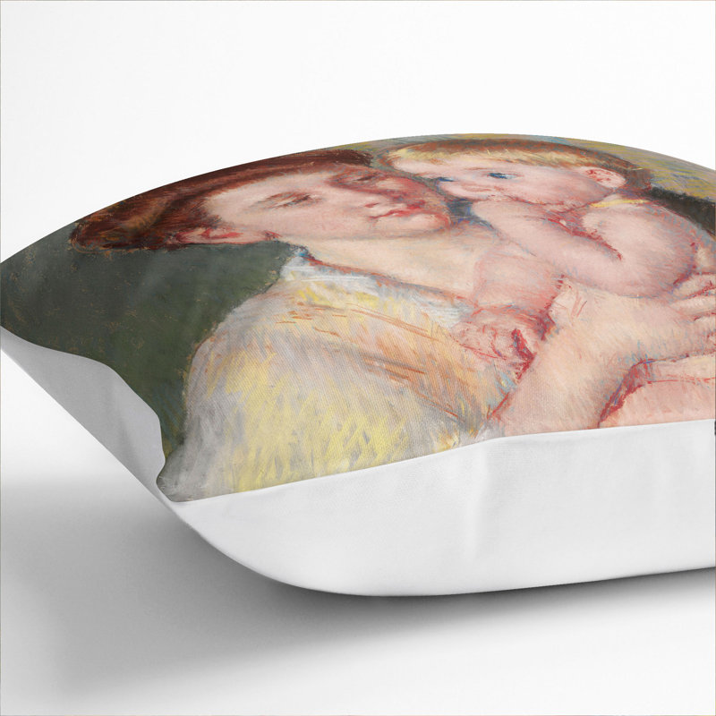 Mother And Child Vol.4 Square Throw Cushion, 40cm H x 40cm W x 15cm D, White
