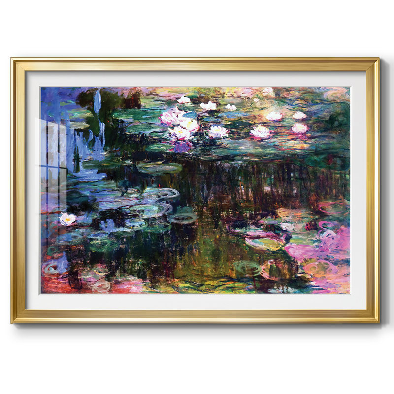 Nymphéas, 1914, impression sur papier encadrée, Or, H 15 po x l 21 po x P 1,5 po