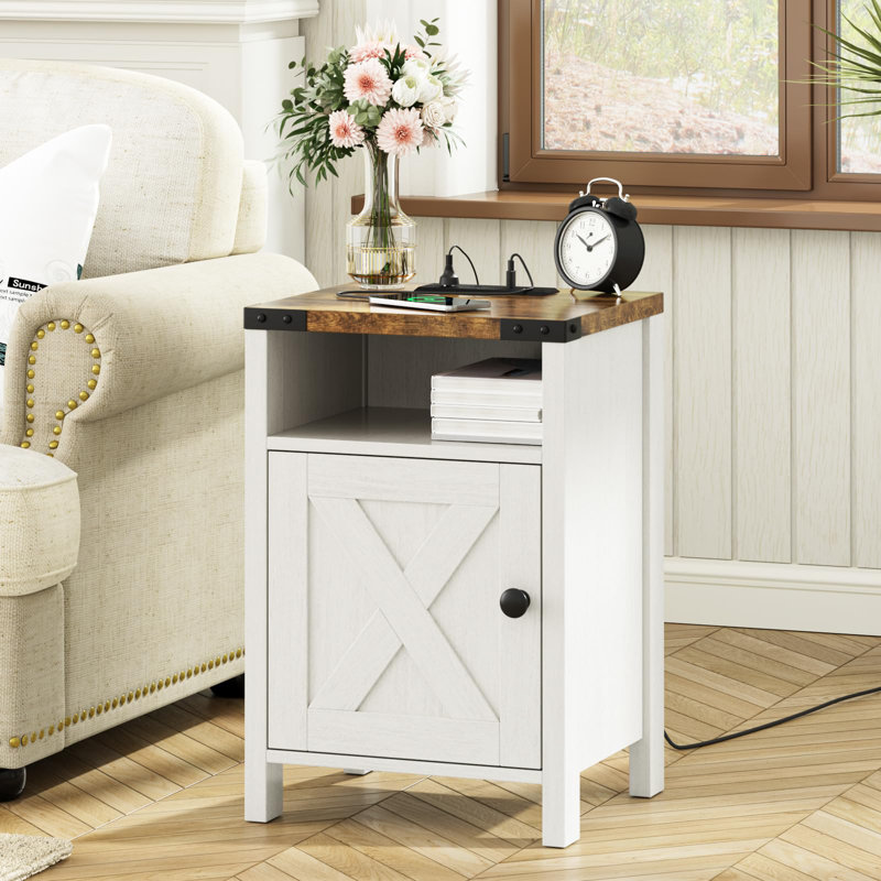 Table de chevet Kennesha, Blanc antique