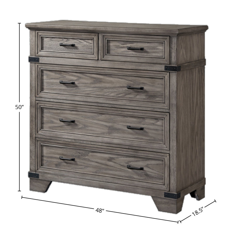 Commode à 5 tiroirs Lacroix Forge, acier brossé