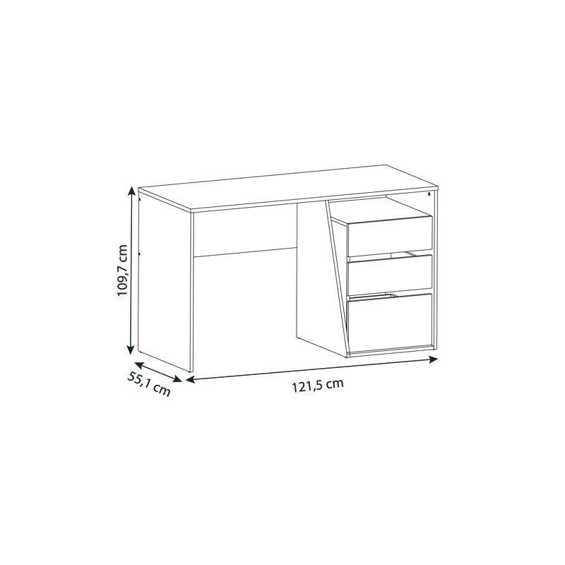 Sejada 128Cm Rectangular Writing Desk with Drawers