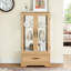 Élégante armoire en verre avec 2 portes, 1 tiroir, des tablettes réglables et une texture chêne style Curio 3-126088698