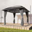 Pavillon de jardin 10 'x 10' avec toit en polycarbonate et rideaux UV60 +