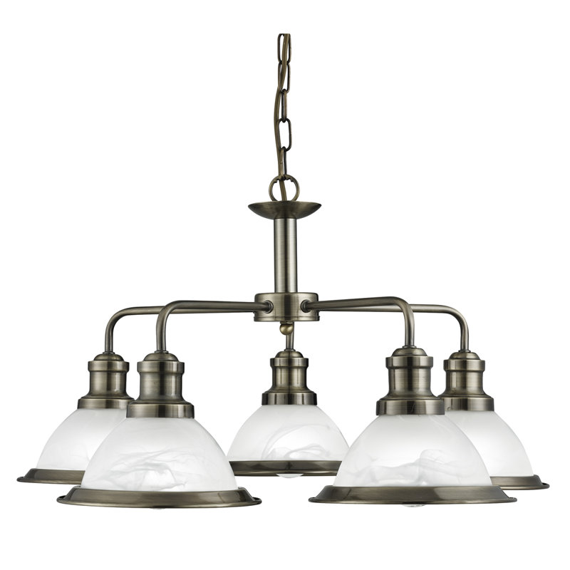 Beverley 5 - Light Shaded Chandelier, Antique Brass