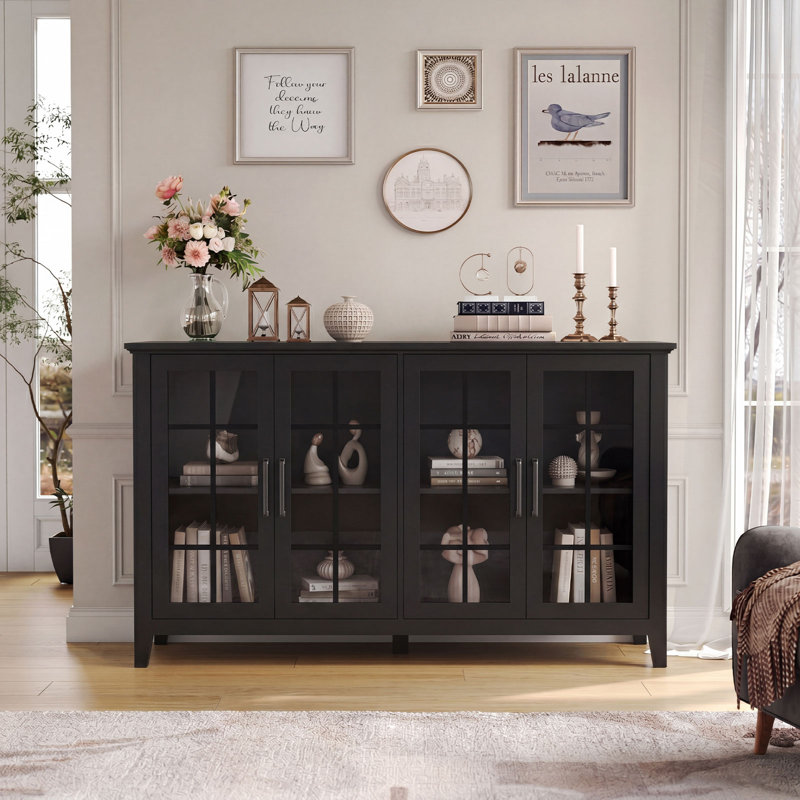 Buffet 63 "avec portes en verre, Noir