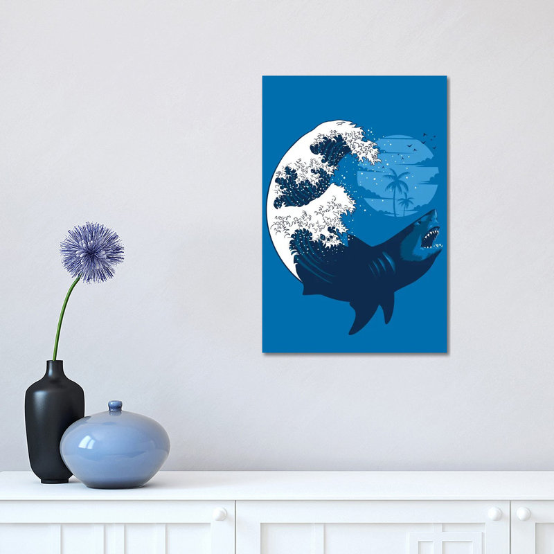 Shark Wave 1 Piece Wrapped Canvas Painting, 45.72cm H x 30.48cm W x 1.91cm D