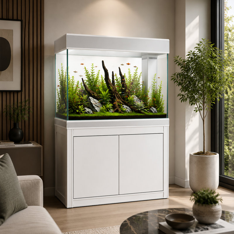 Réservoir d'aquarium rectangulaire, Blanc / argenté, 100 gallons (H 61 po x l 39,4 po x P 19,7 po)