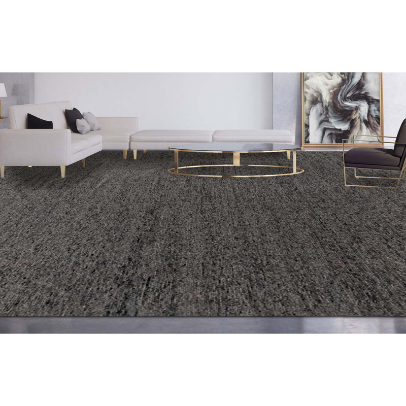 Wool Area Rug in Dark Gray, Rectangle 12' x 15'