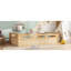Lit plateforme simple avec garde-corps pleine longueur, base de lit simple à profil bas, pas de sommier tapissier, naturel-129507498-129507497