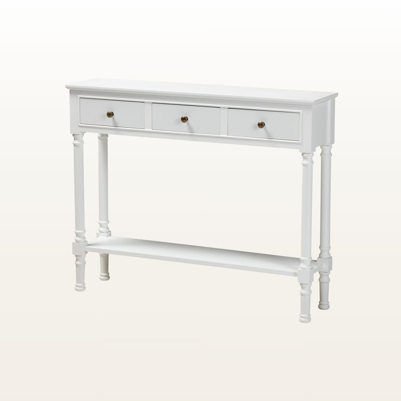 Console à 3 tiroirs Dune French Farmhouse, H 31,72 po x l 39,28 po x P 9,2 po, Blanc