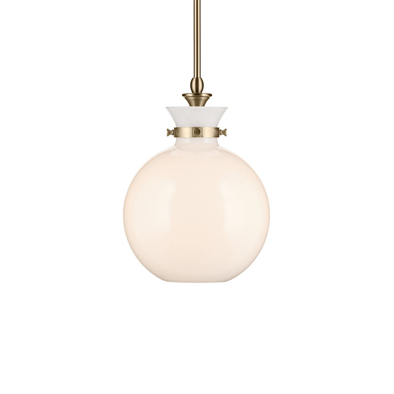 1 Light Pendant with Clear Glass, Bronze, Antique Cased Opal, 14.5" H x 10.25" W