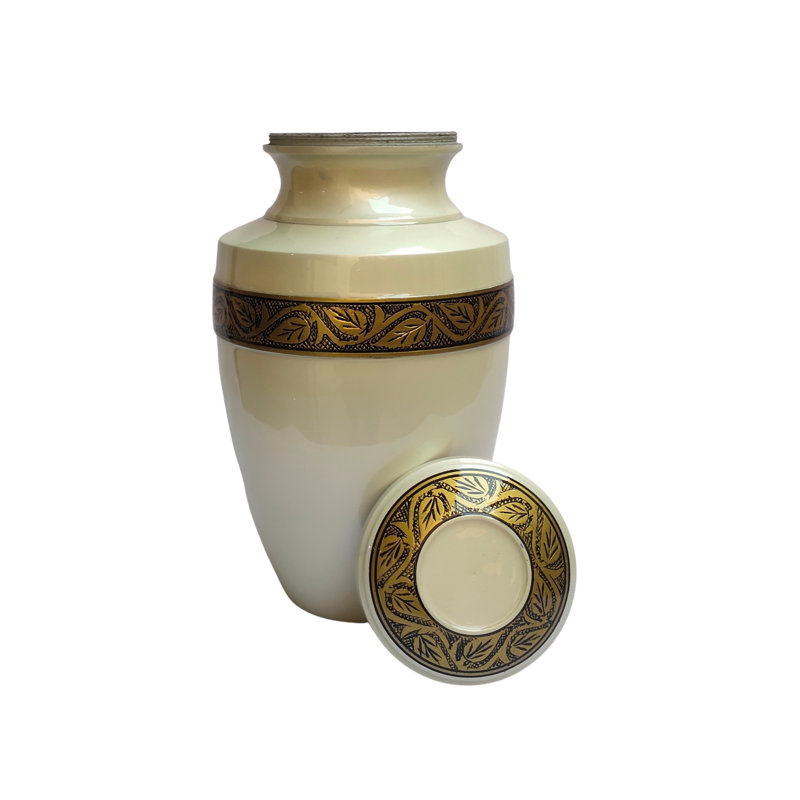 Leaf Vine Adult Cremation Urn, 10.5" H x 7" W x 7" D, White