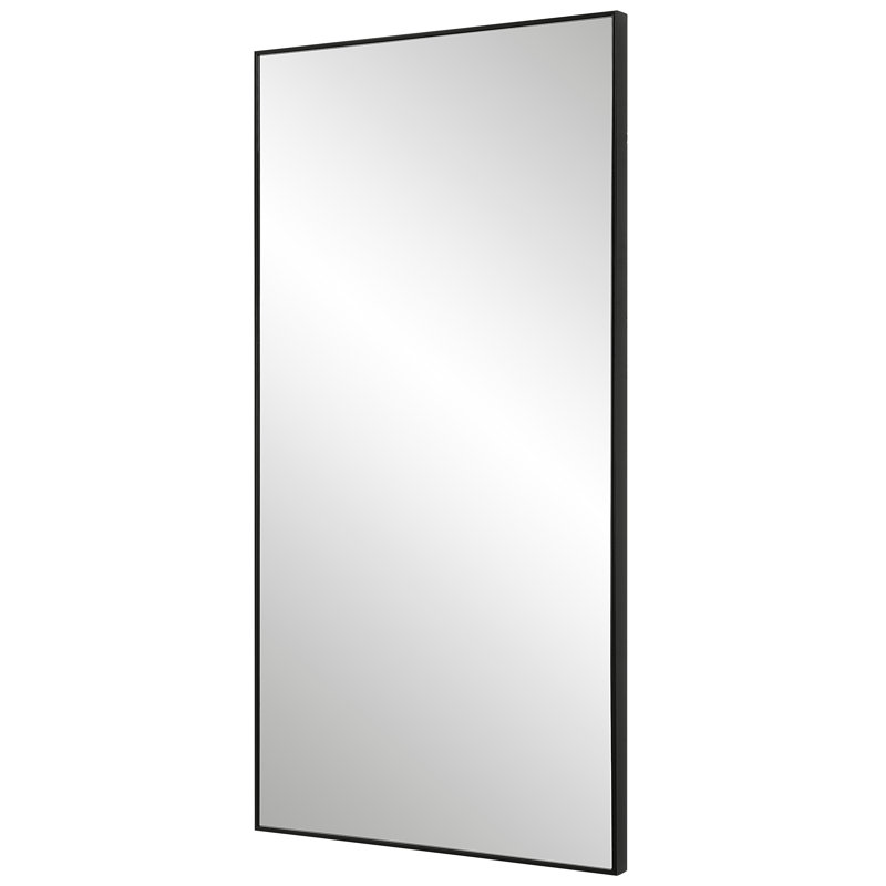 Foran Rectangle Wall Mirror, Black, 40" H x 20" W