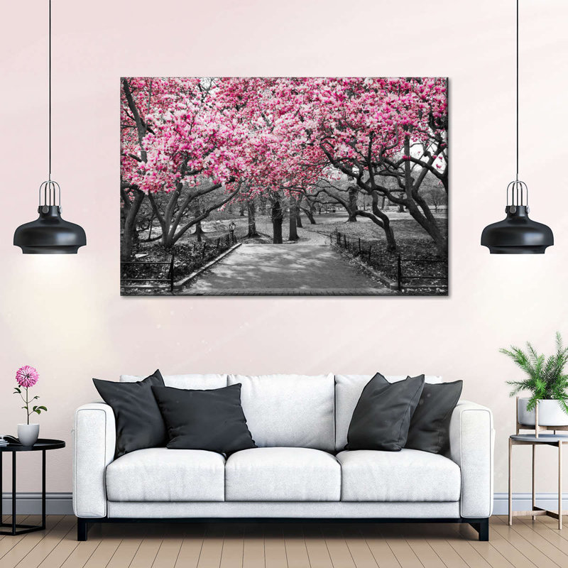 Fleurs de cerisier sur toile sur Central Park NY, H 32 po x l 48 po x P 1,25 po