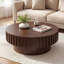 Table basse ronde ronde avec rangement Table basse moderne en bois avec compartiment caché-1748165557