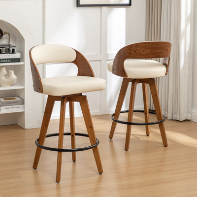Cayuga Swivel Upholstered Faux Leather Counter Stool