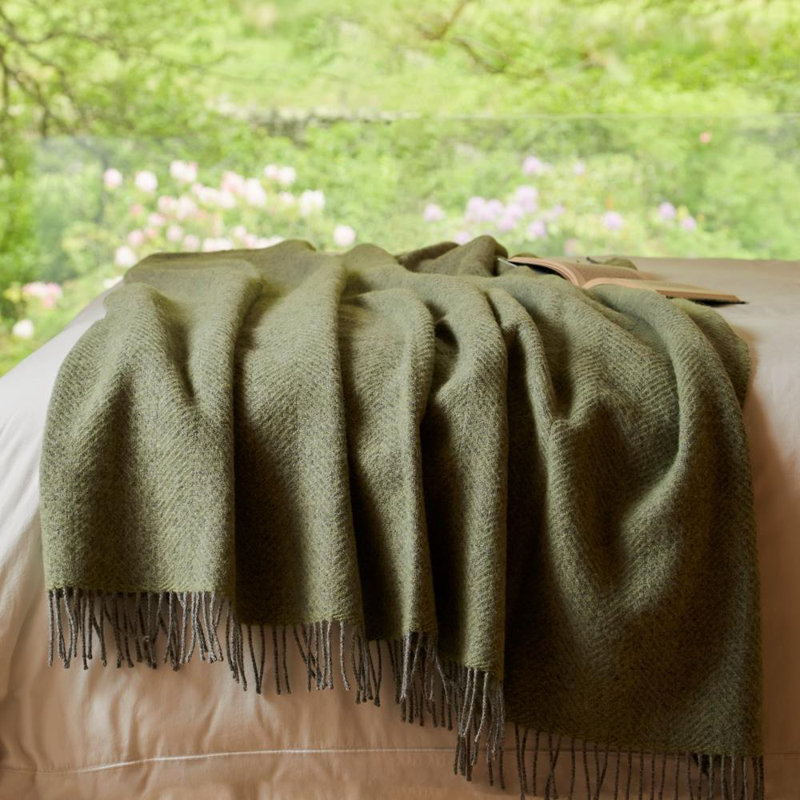 Throw Blanket, Fern Green/Grey