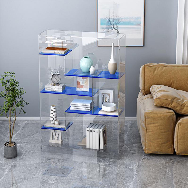 Bibliothèque moderne en acrylique multi-couches irrégulière, Bleu