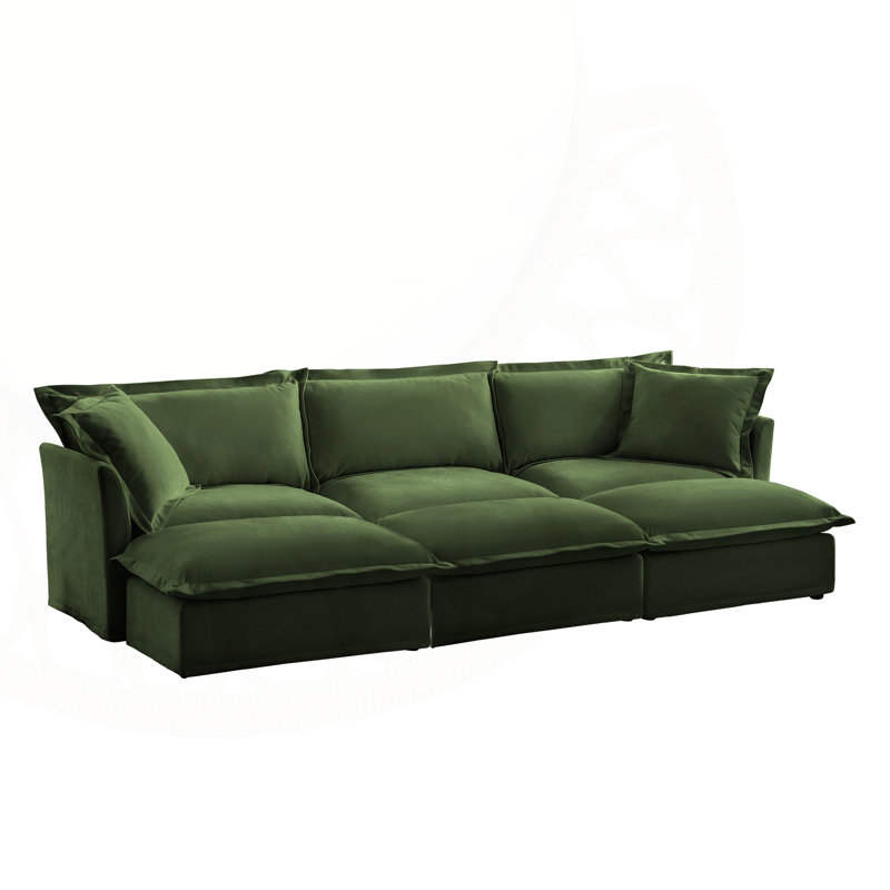 Canapé confortable à housse 3 places avec coussins moelleux pour le salon, Vert